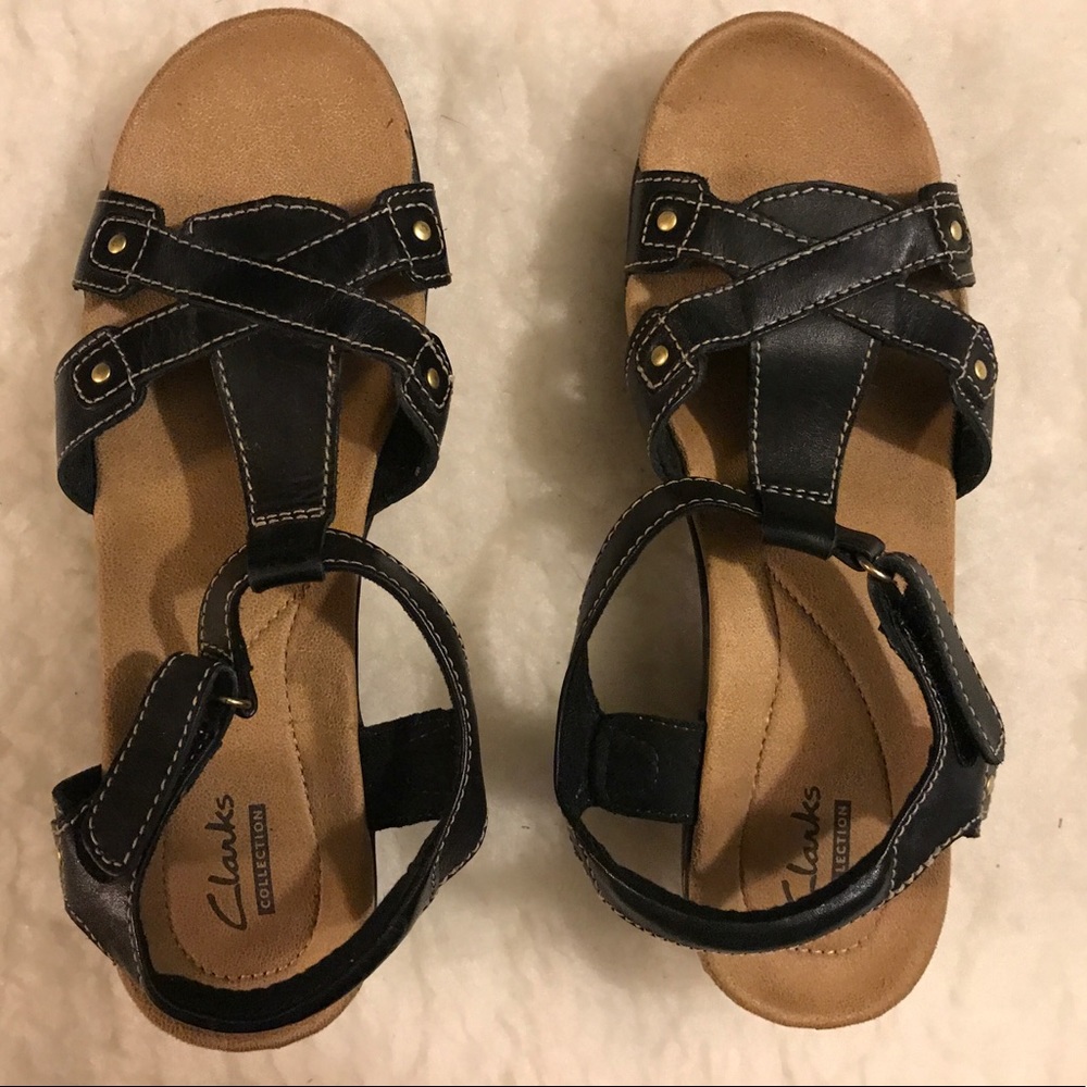 Clarks Collection Black Leather Hayla Flute Size 7